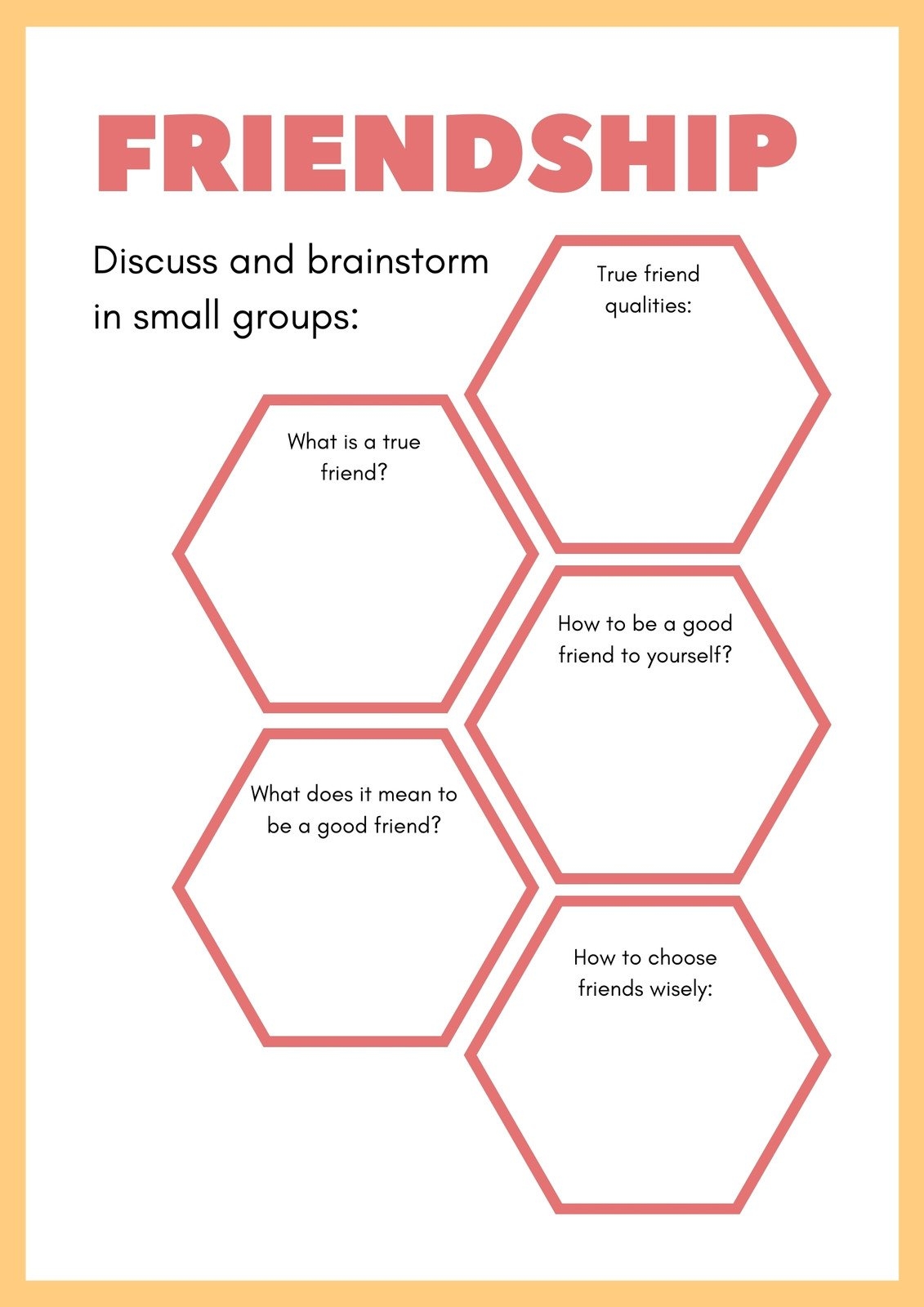 Free Custom Printable Friendship Worksheet Templates Canva