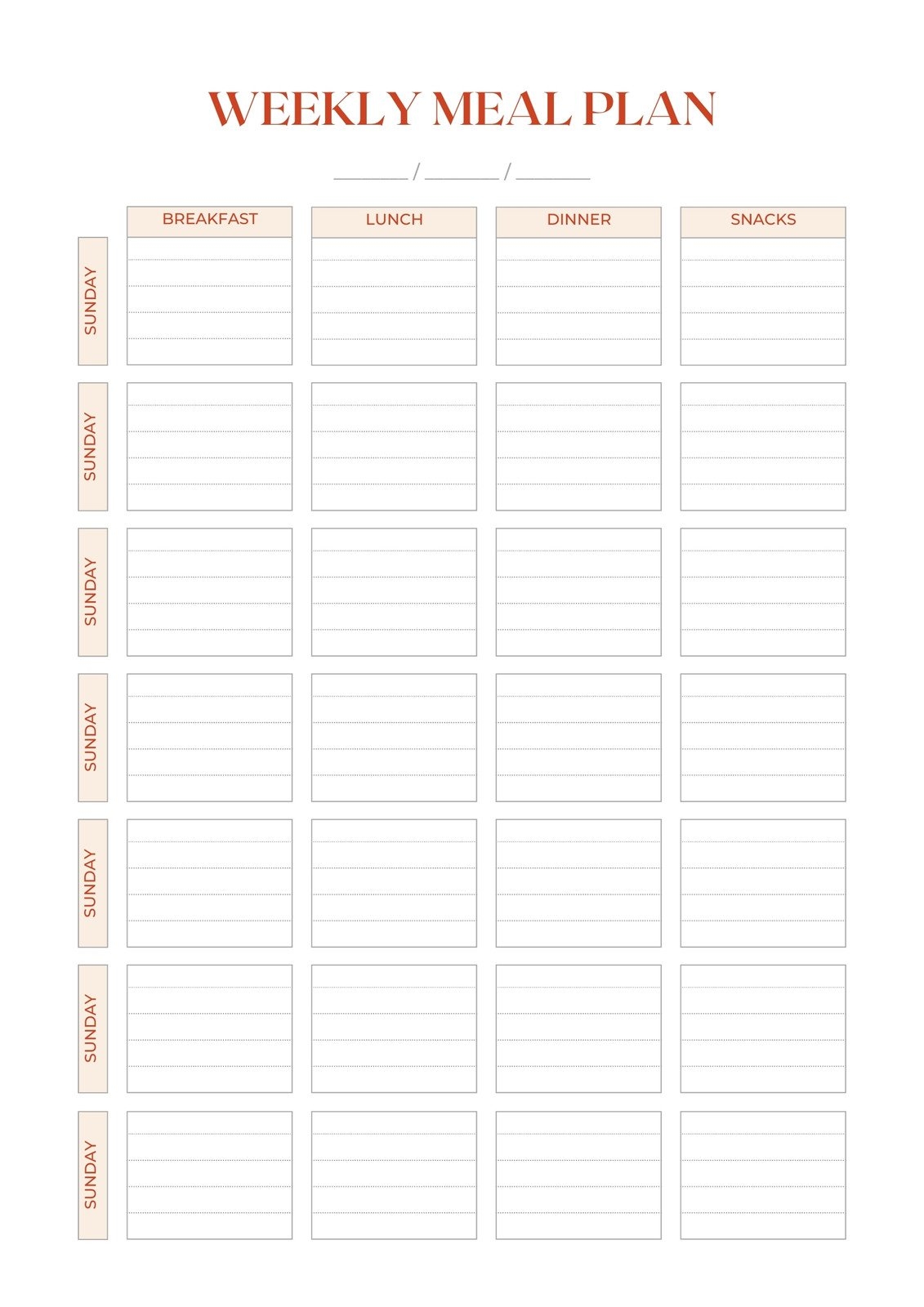 Free Printable Menu Template Family