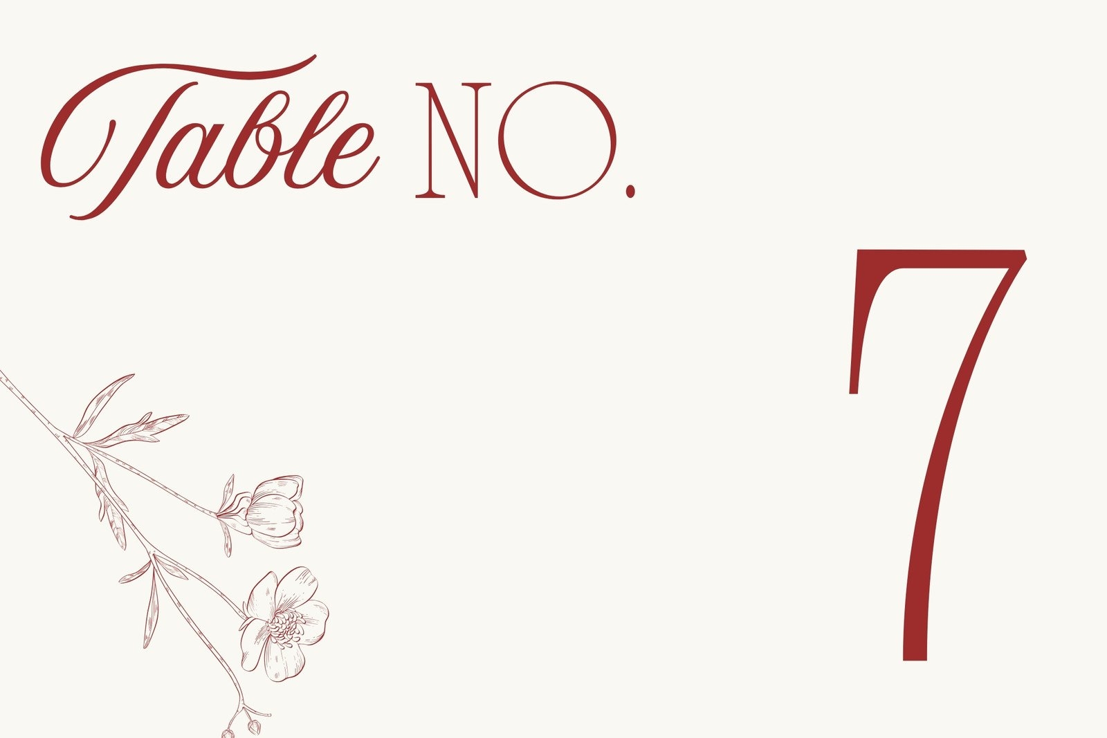 Table Number Template Printable Free