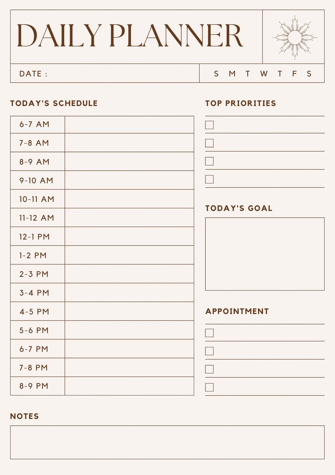 Free Printable Blank Daily Schedule