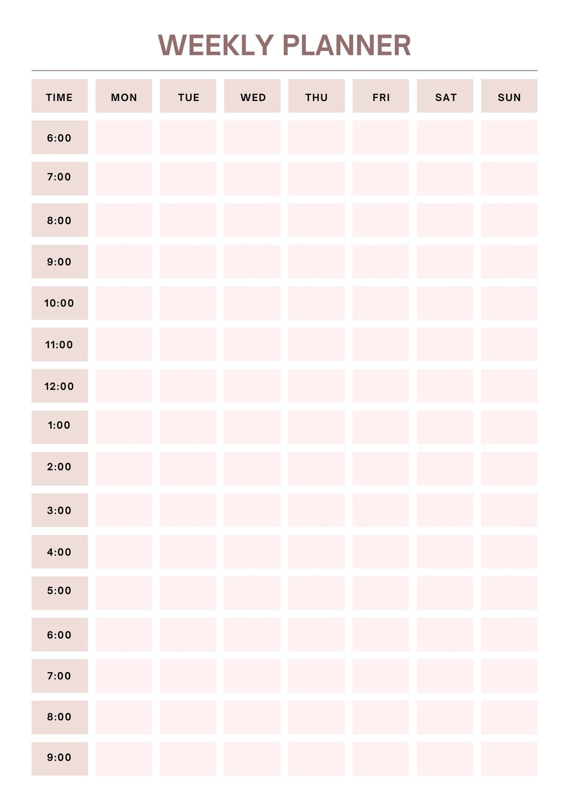 Free Printable Blank Daily Schedule