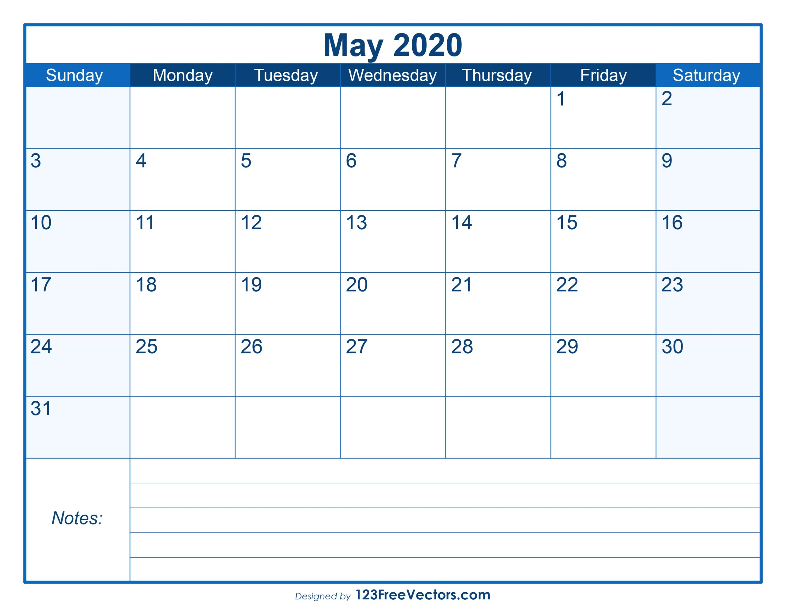 May Blank Printable Calendar