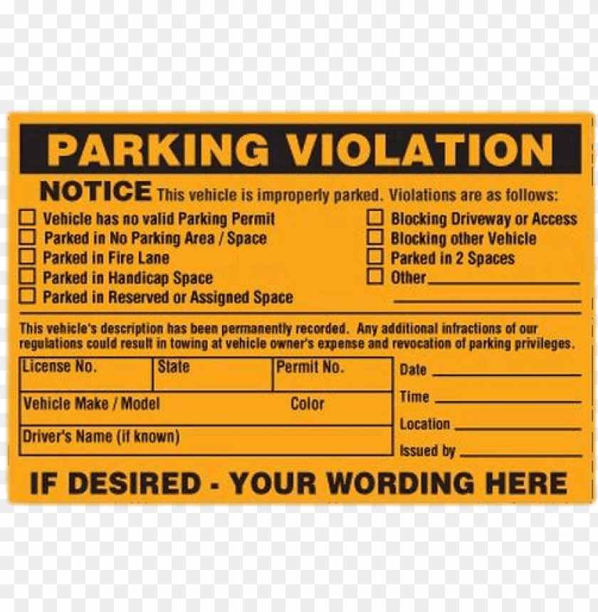 Free Download HD PNG Arking Violation Notice Parking Violation Warning Labels PNG Transparent With Clear Background ID 178611 TOPpng