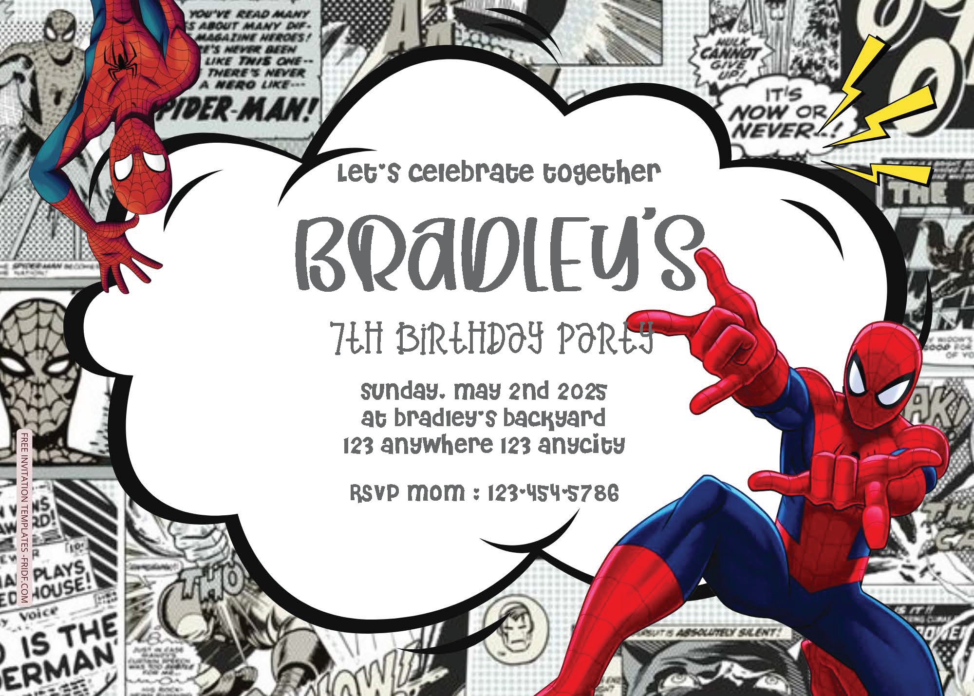 FREE Editable PDF Amazing Spiderman Birthday Invitation Templates