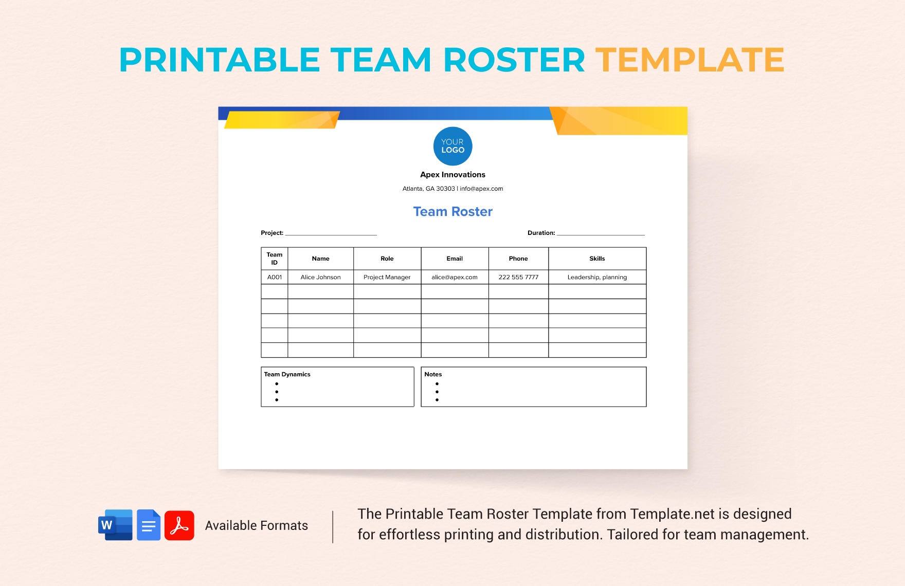 Free Editable Roster Templates In Word To Download