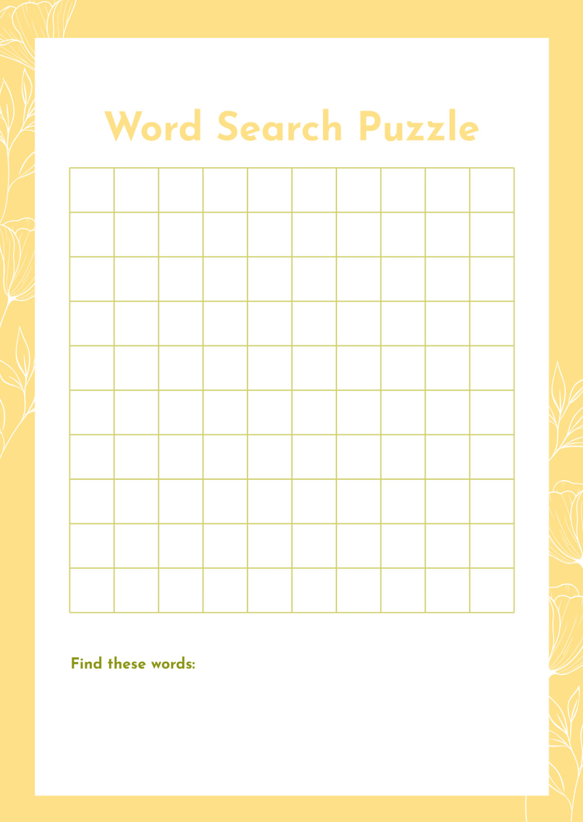 Free Empty Word Search Grid Template To Edit Online Free Empty Word Search Grid Template To Edit Online