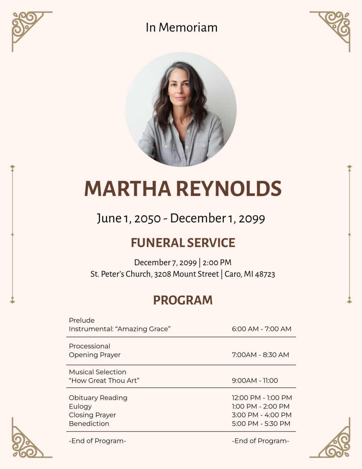 Funeral Program Templates Free Printable