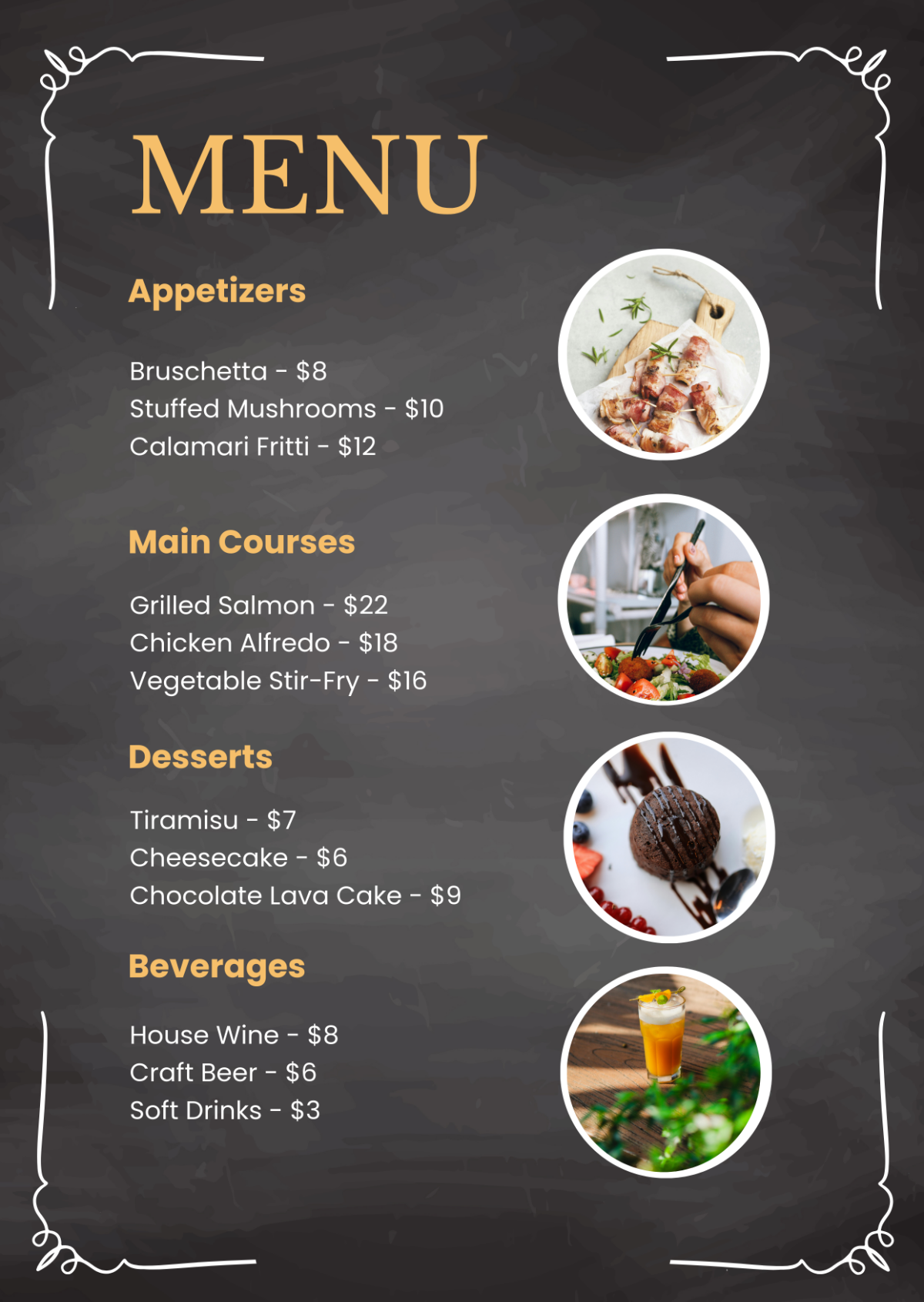 Menu Templates Free Printable Word