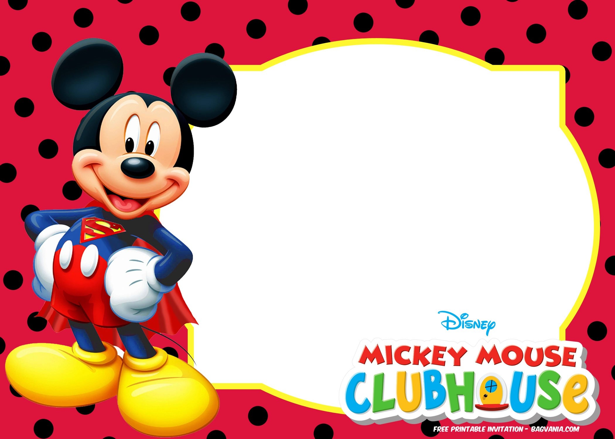 FREE Mickey Mouse Invitation Templates Polka Dots