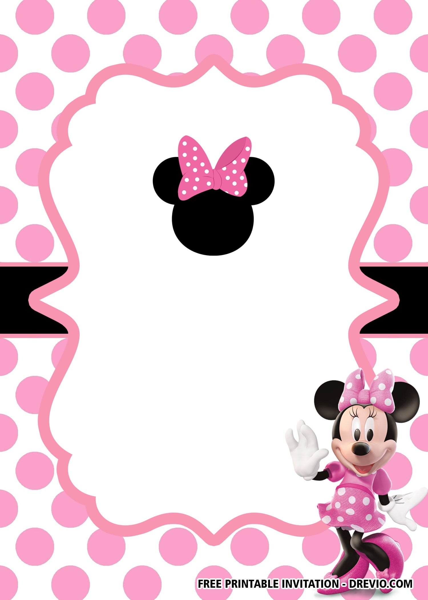 FREE Minnie Mouse Head Pink Invitation Templates