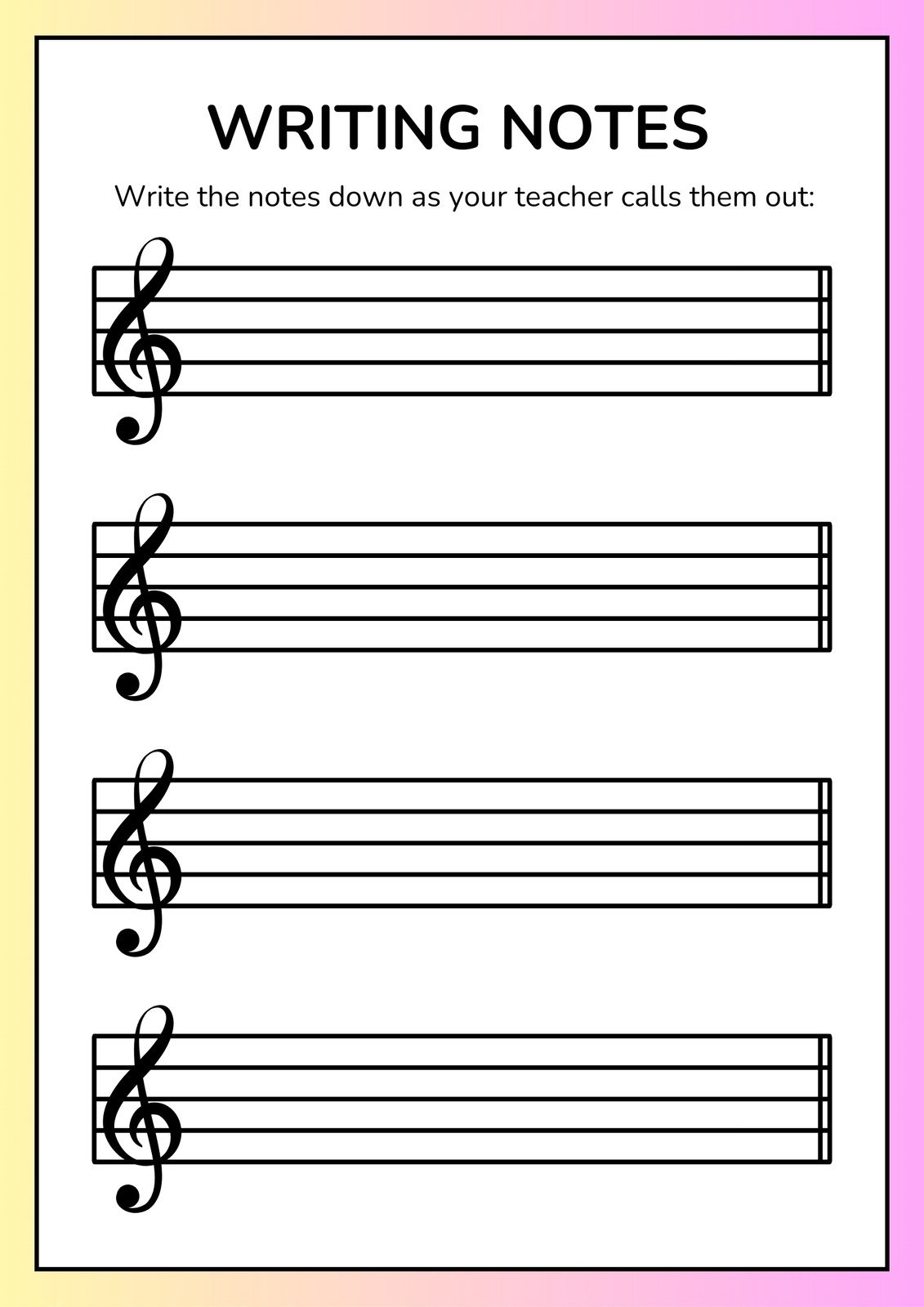 Free Music Template Printable