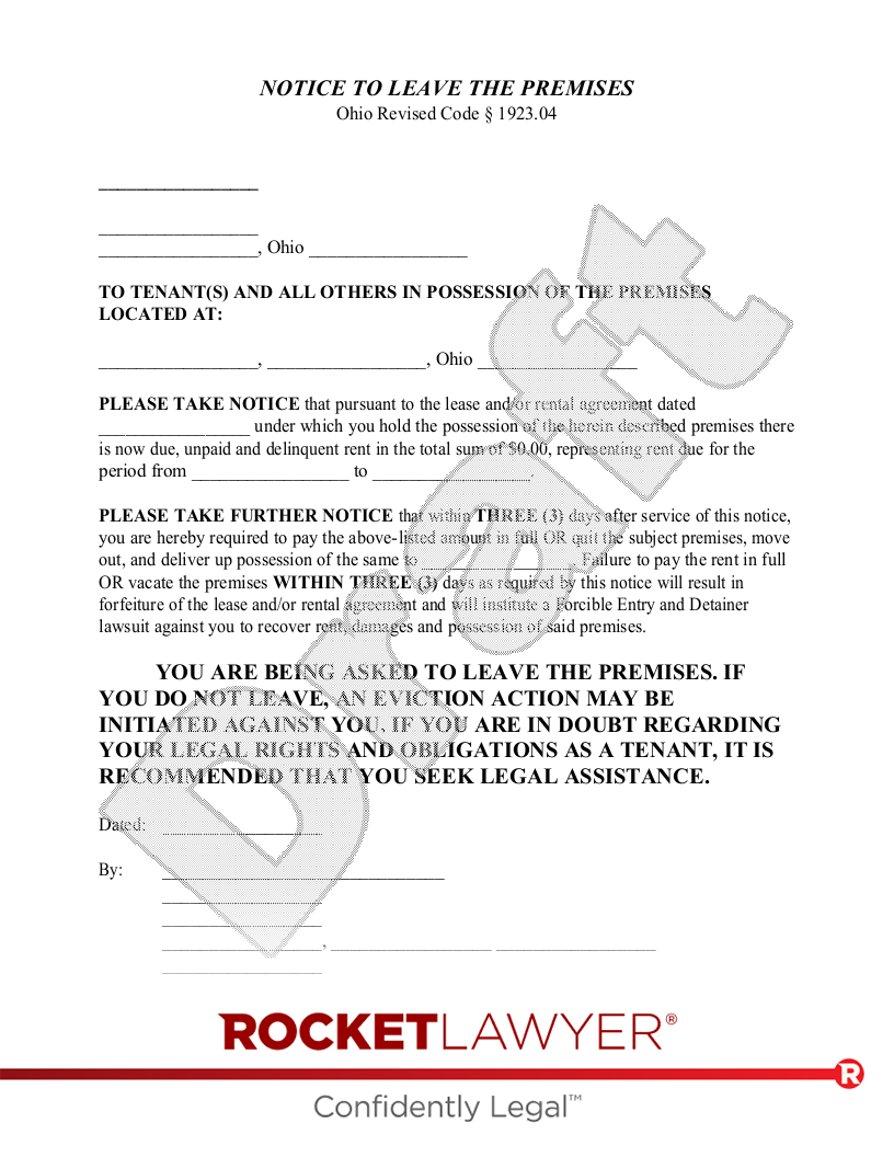 Free OH Eviction Notice Make U0026 Download Rocket Lawyer