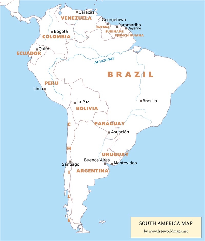 South America Printable Map