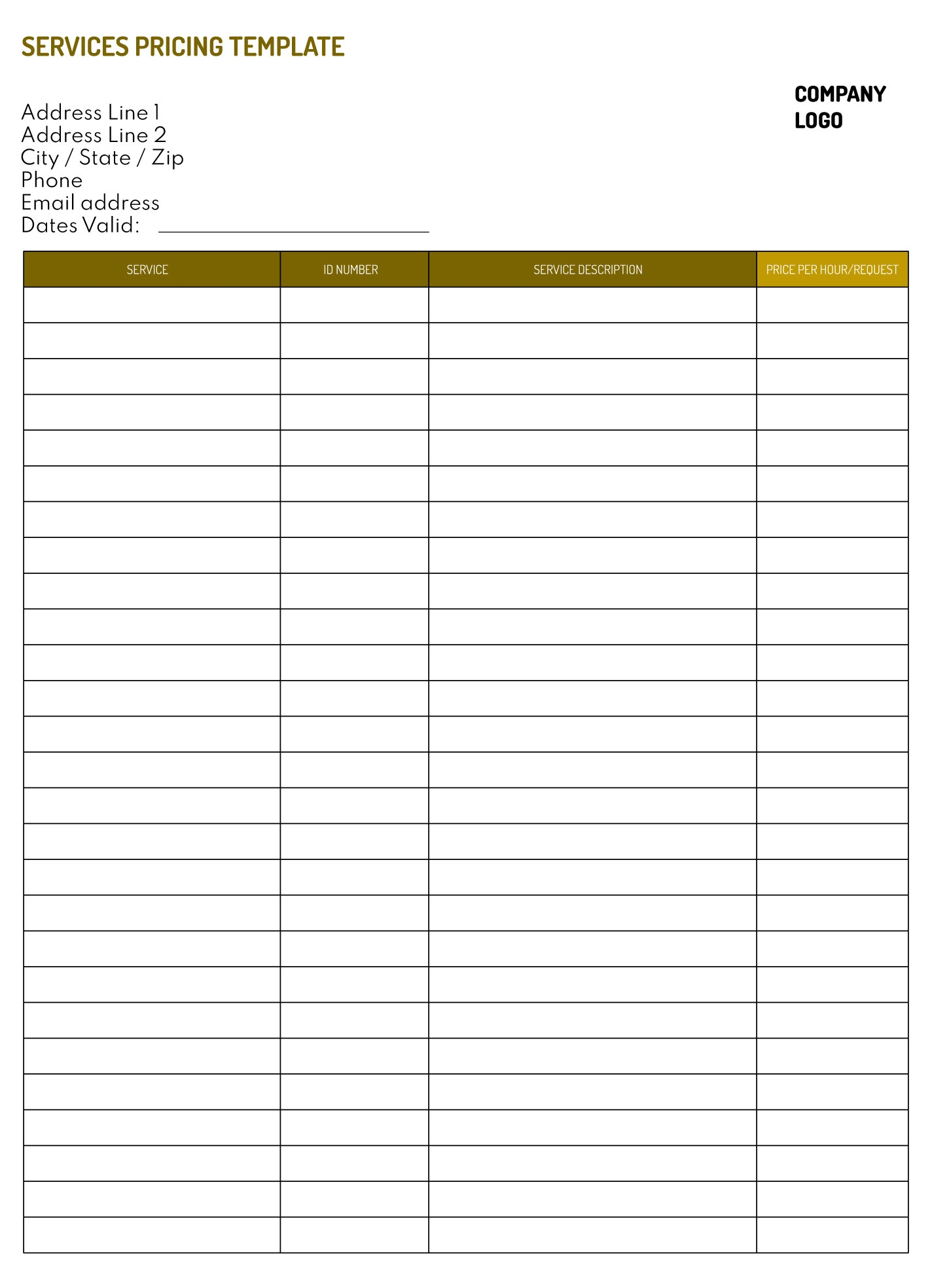 Free Price List Google Docs Templates Gdoc io