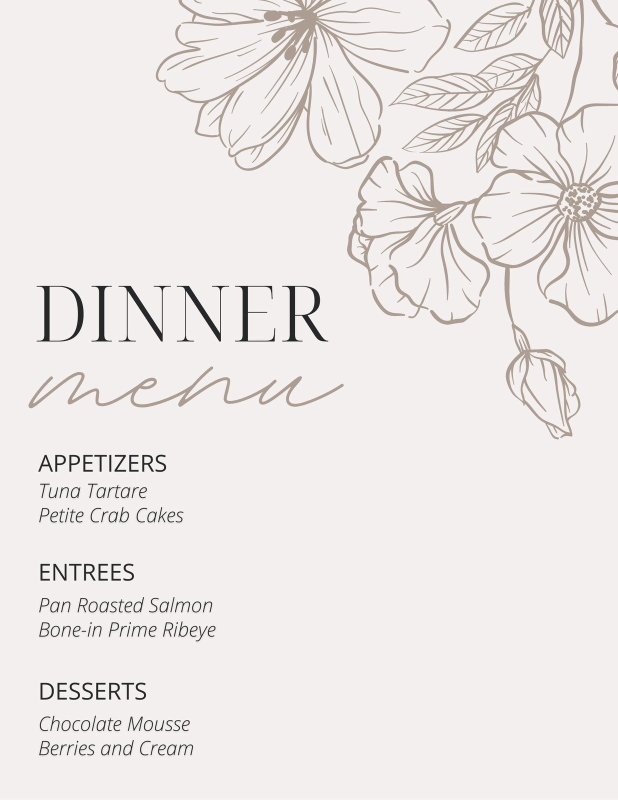 Free Printable Party Menu Template