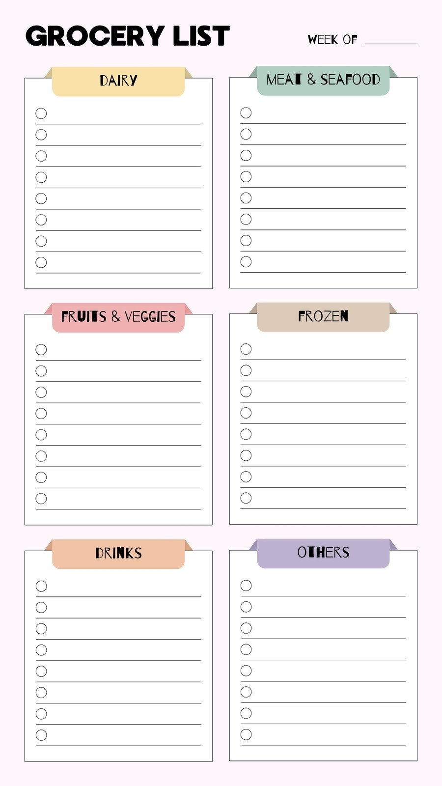 Free Printable Blank Grocery List Template
