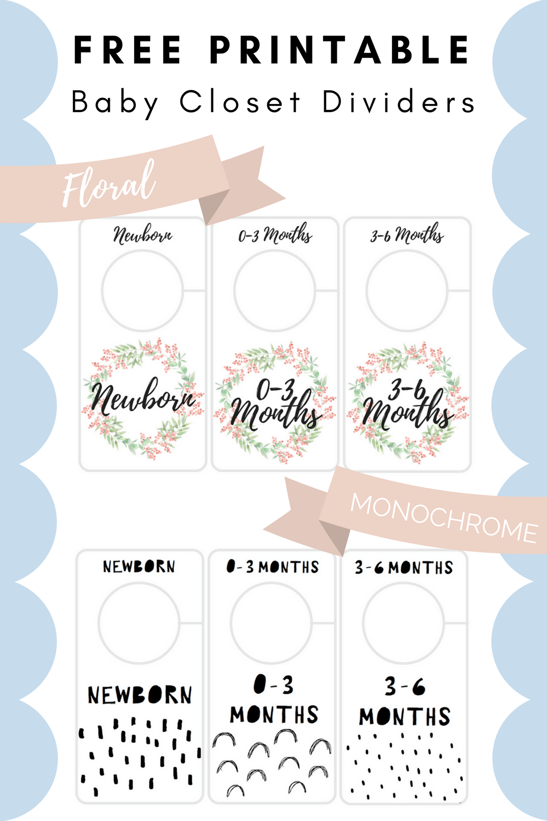 Free Printable Baby Closet Dividers Preemie To 24 Months 2 Styles Free Printable Baby Closet Dividers Preemie To 24 Months 2 Styles