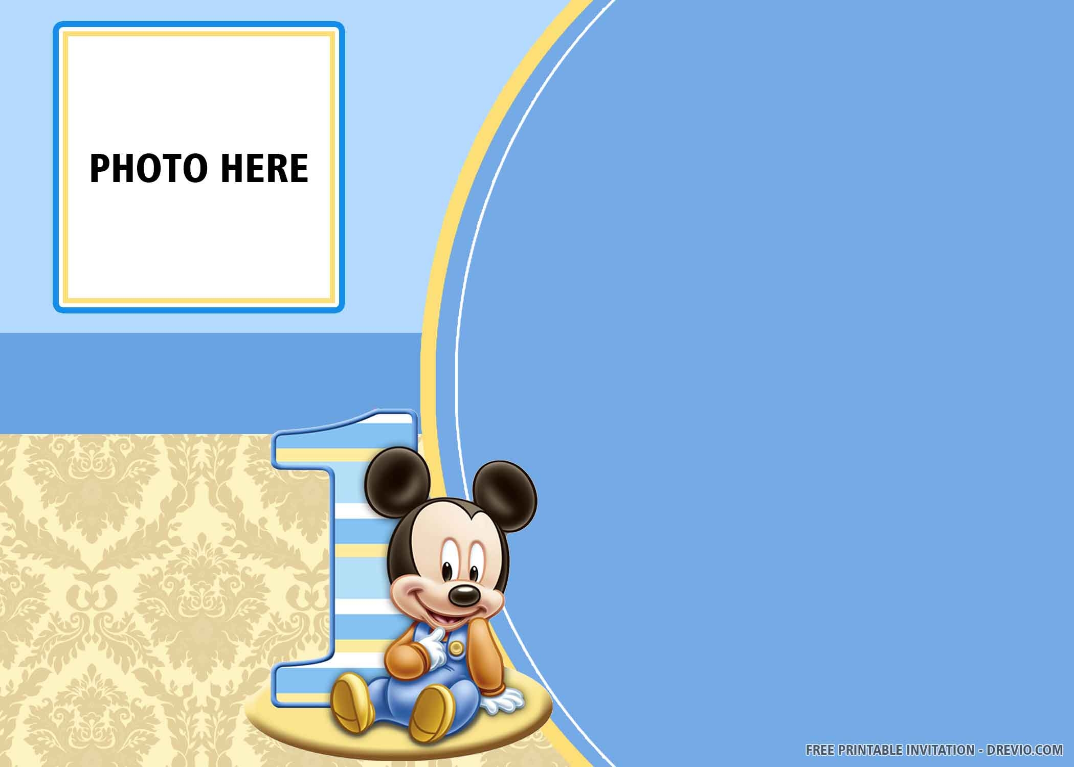 FREE PRINTABLE Blue Mickey And Minnie Mouse Birthday Invitation Template