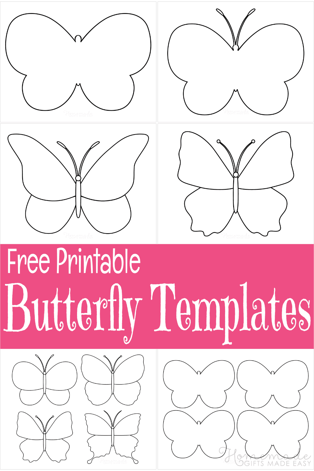 Free Butterfly Printable Template Multiple Sizes