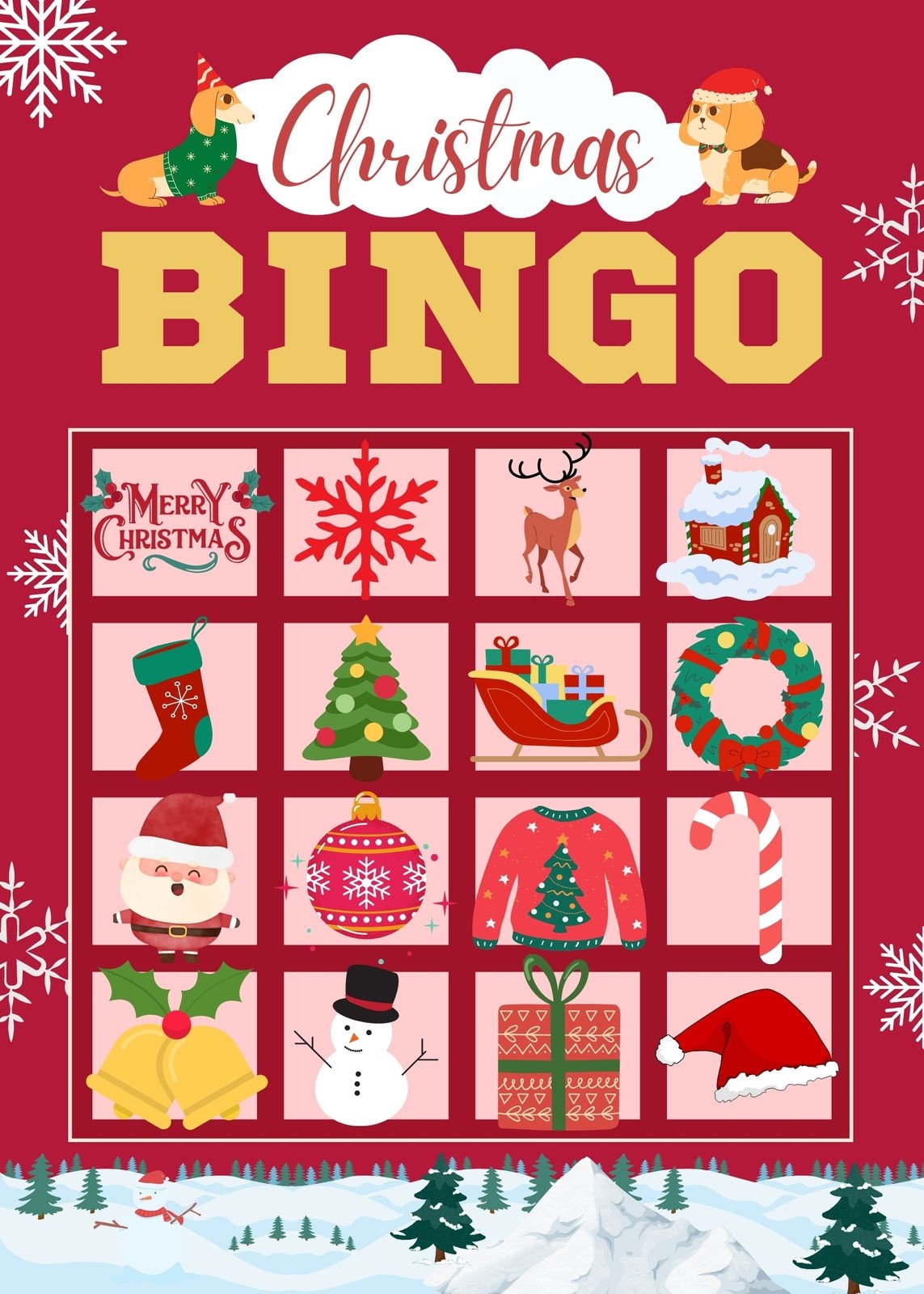 Free Printable Holiday Bingo Template