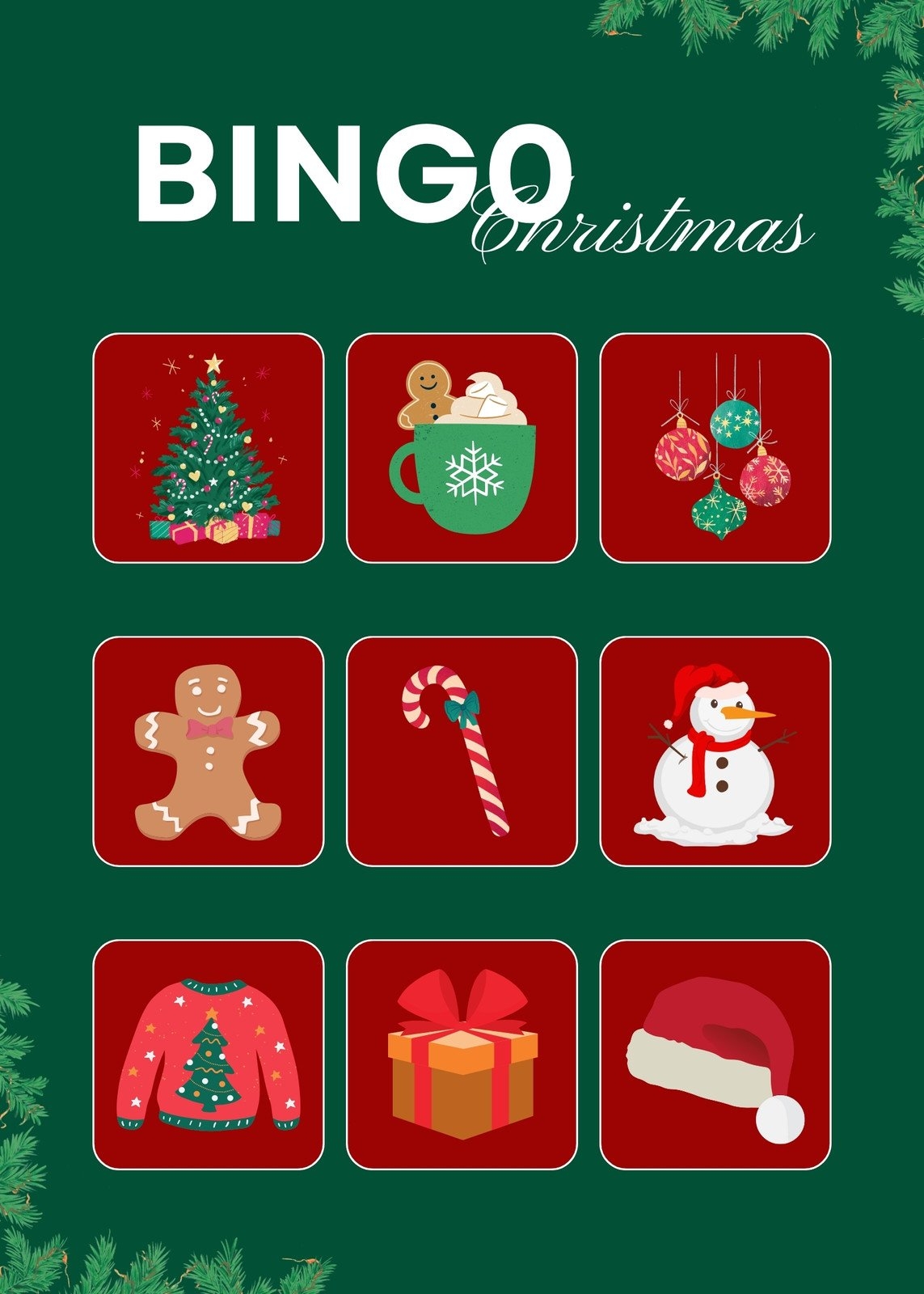 Free Printable Christmas Bingo Card Templates Canva