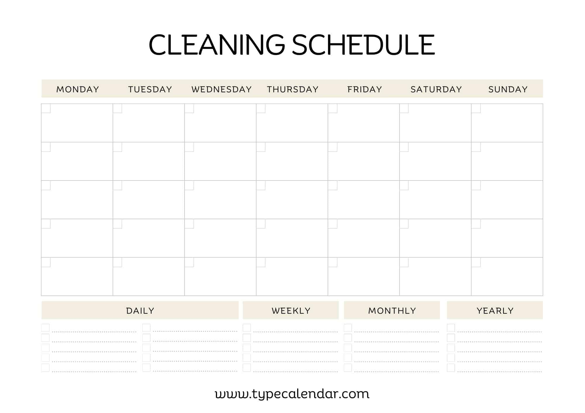 Free Printable Cleaning Schedule Template Excel