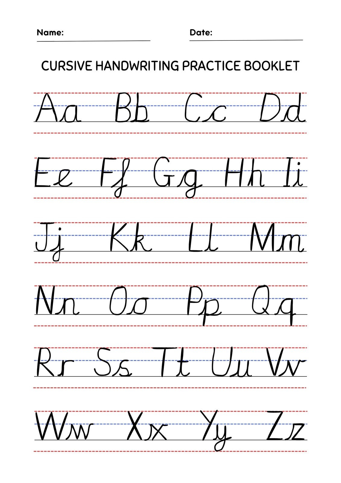 Free Cursive Printable Template