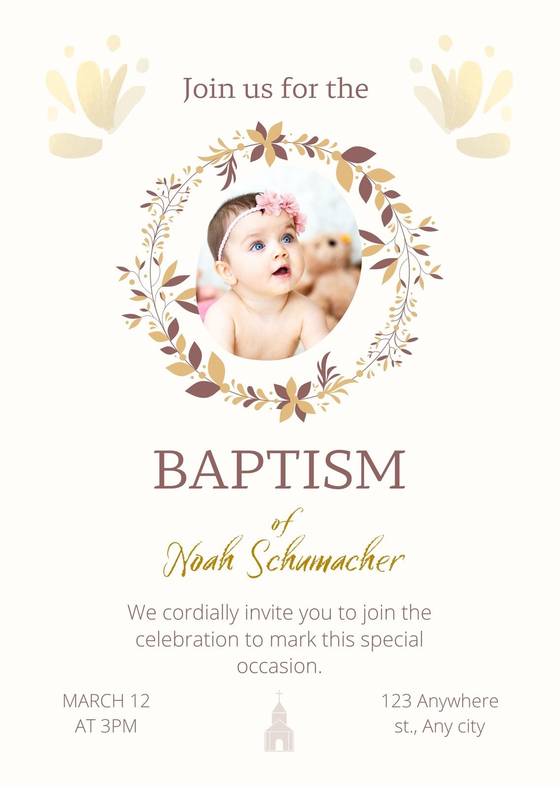 Editable Free Printable Baptism Invitations Templates