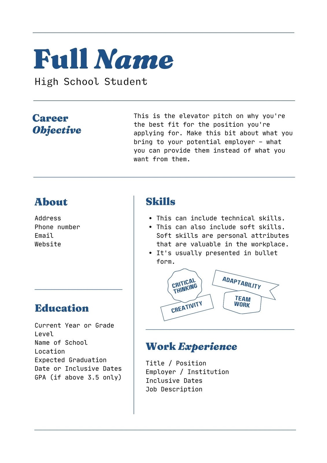 Free Printable Customizable College Resume Templates Canva