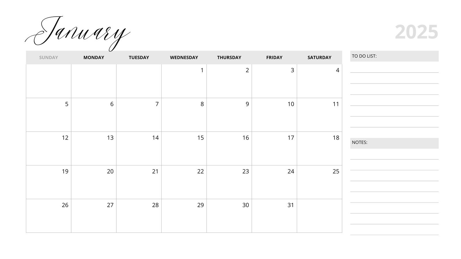 Free Printable Blank Calendar No Download