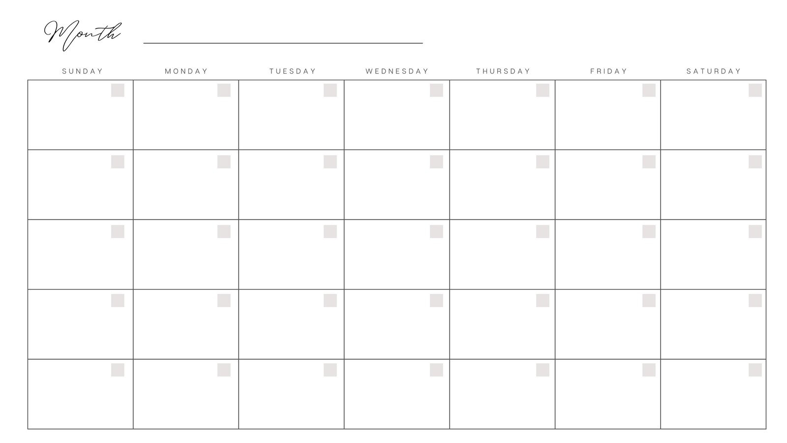 Monthly Calendar Template Free Printable