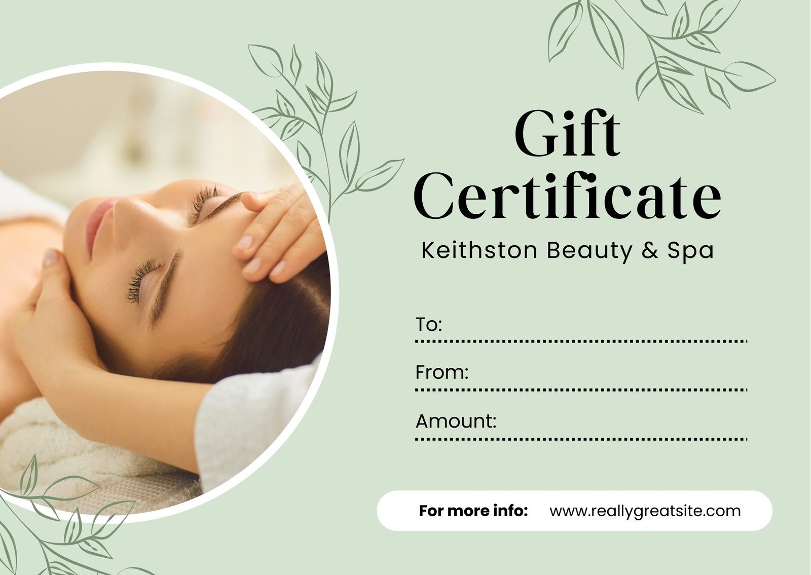 Gift Certificate Template Free Printable Spa