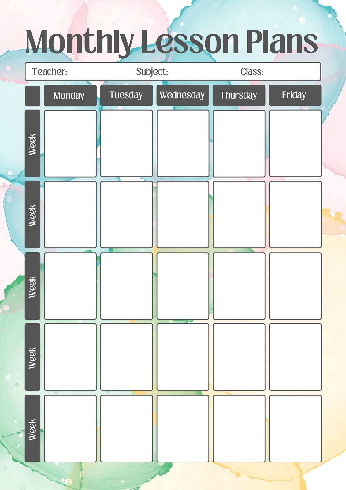 Free Printable Preschool Lesson Plan Template