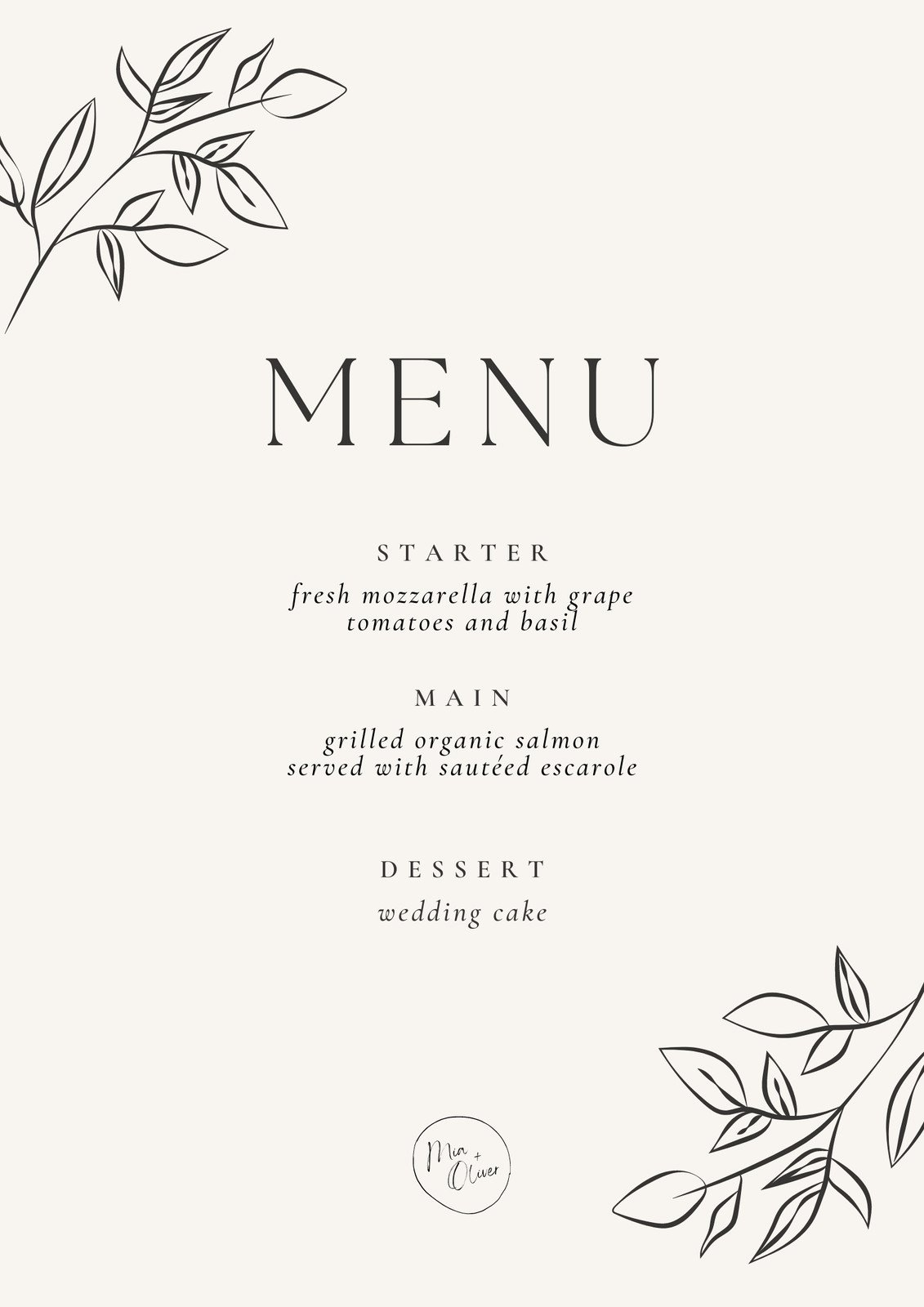 Free Printable Wedding Menu Card Template