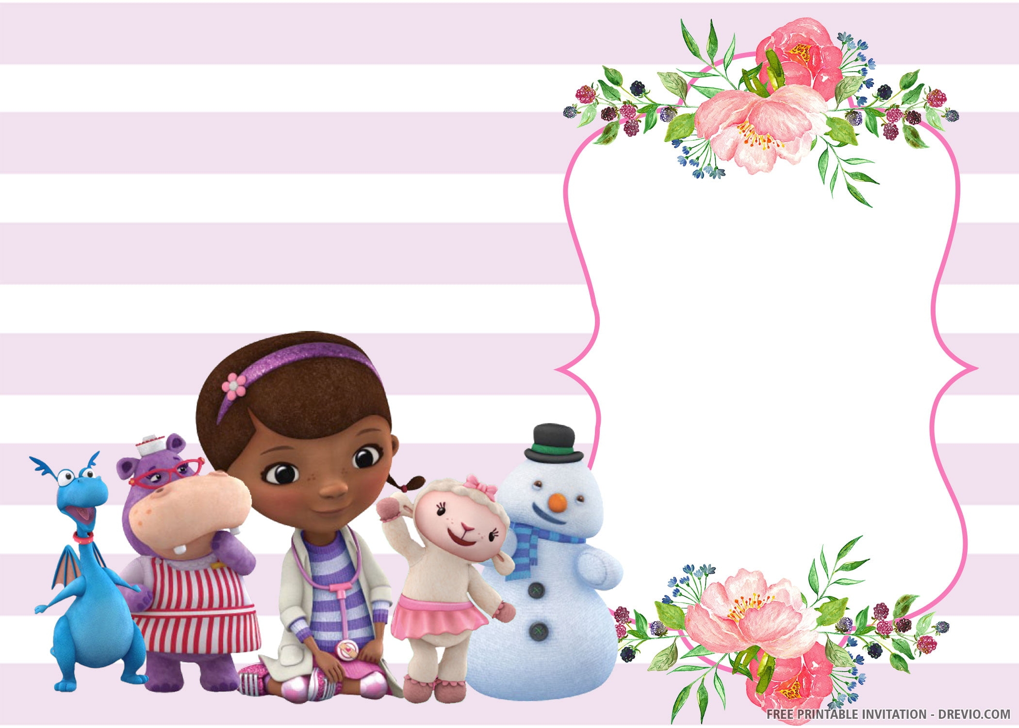 FREE Printable Disney Doc McStuffins Birthday Invitation Worksheets Library