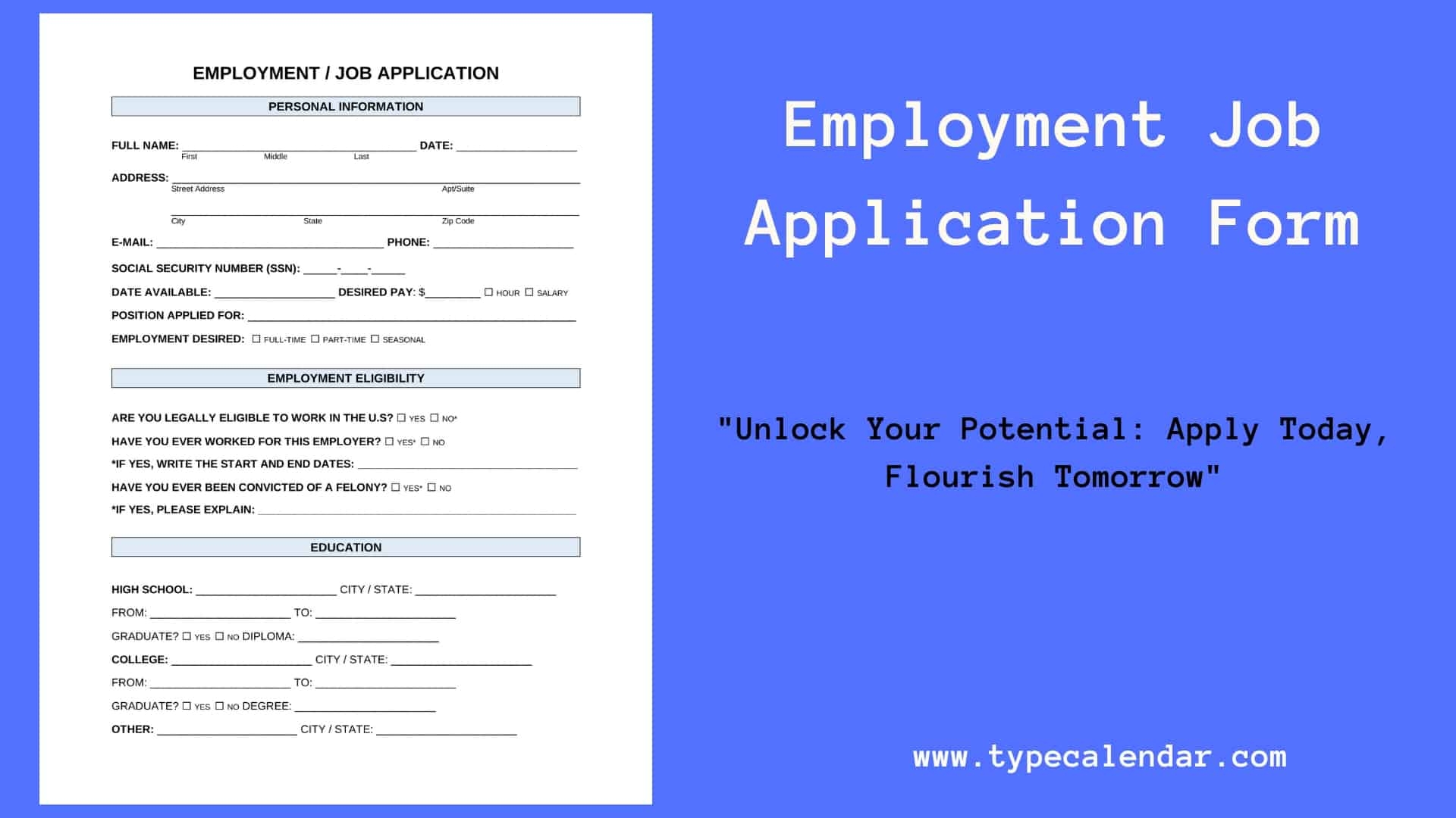 Free Printable Employment Job Application Form Templates PDF 
