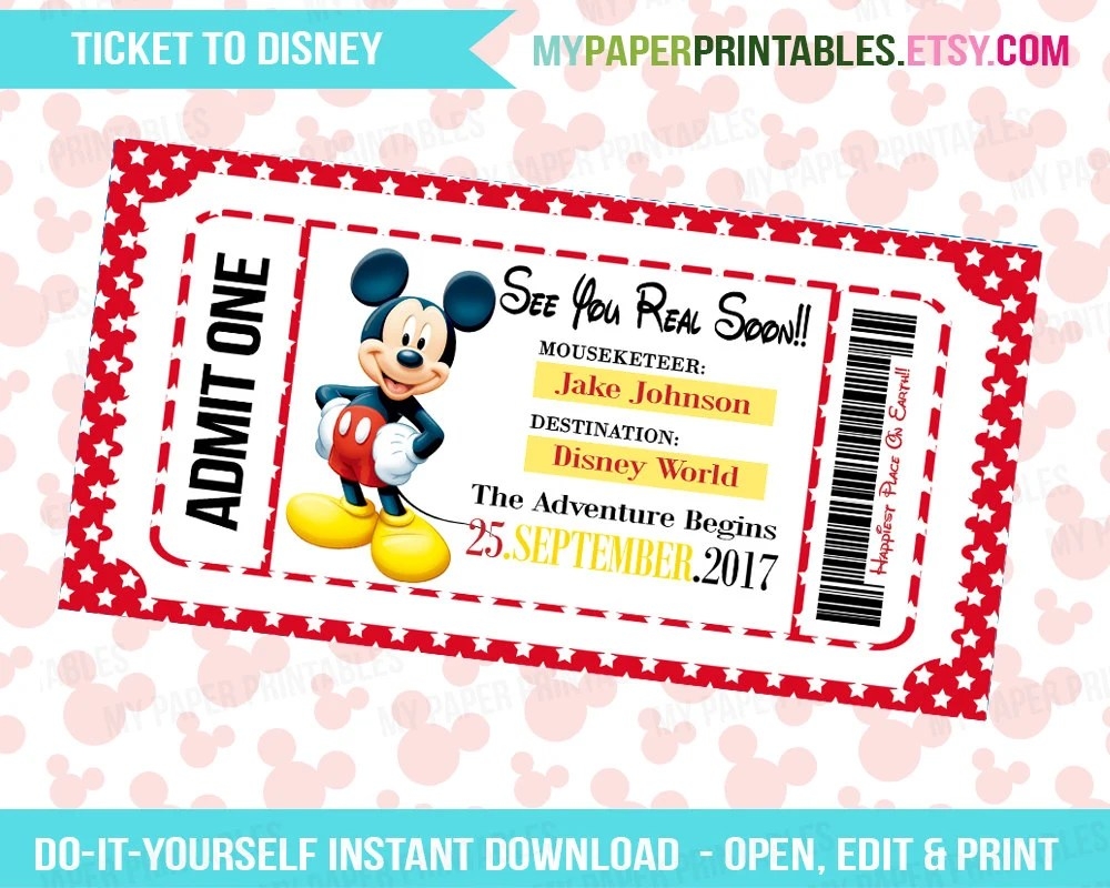Free Printable Fake Disney World Tickets Printable Party Favors