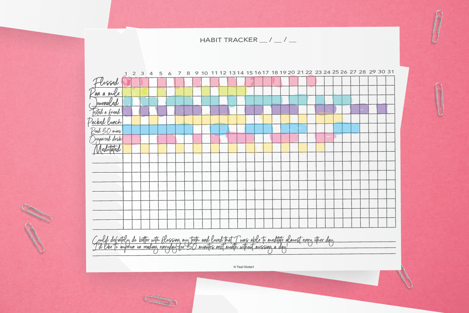 Free Printable Habit Tracker Pdf