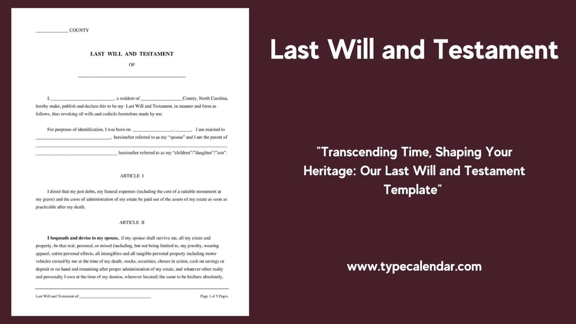 Free Printable Last Will Template