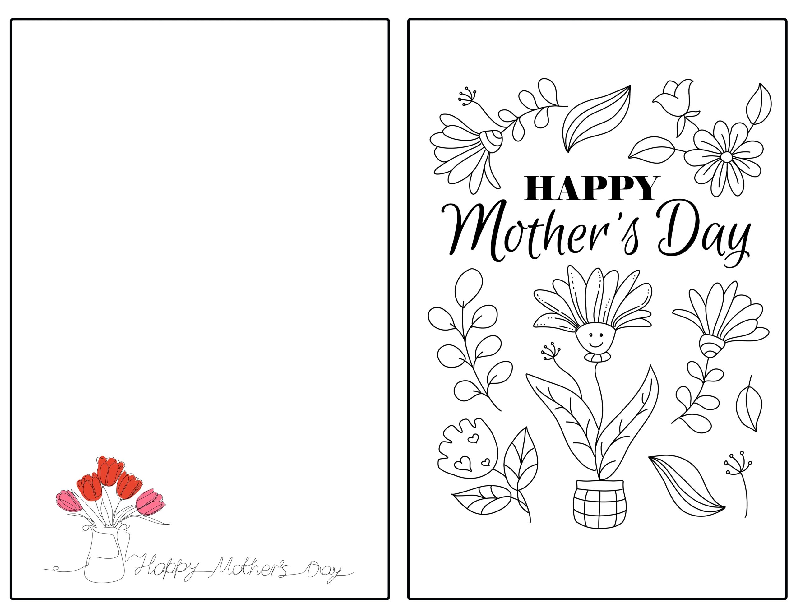 Free Printable Mothers Day Cards To Color For Kids Happy Worksheets Library