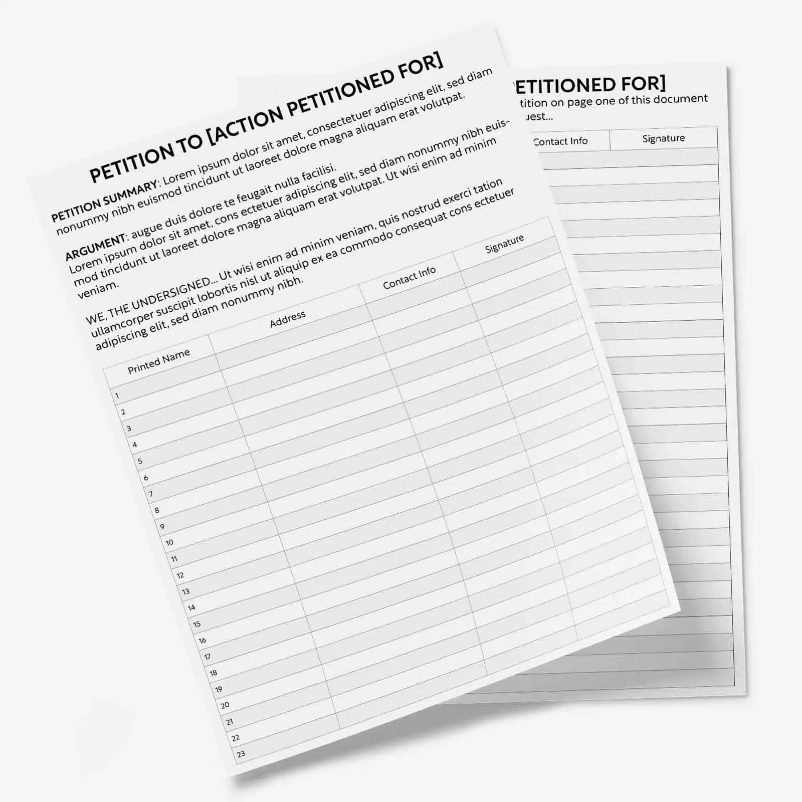 Petition Template Free Printable