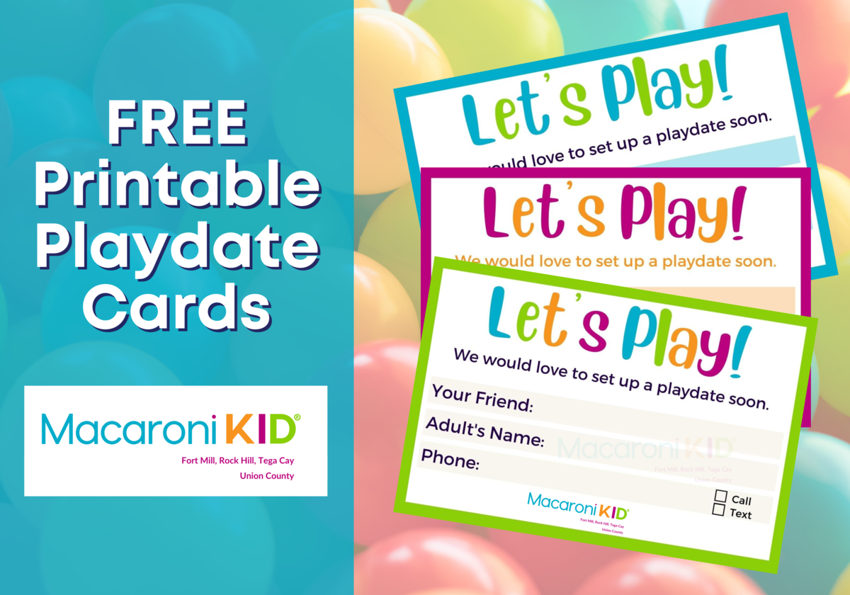 FREE Printable Playdate Cards Macaroni KID Fort Mill Tega Cay 