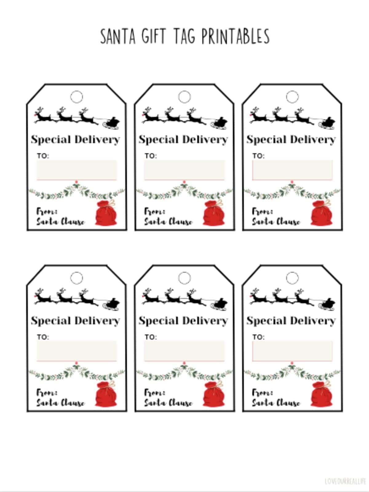 Free Santa Gift Tags Printable Template