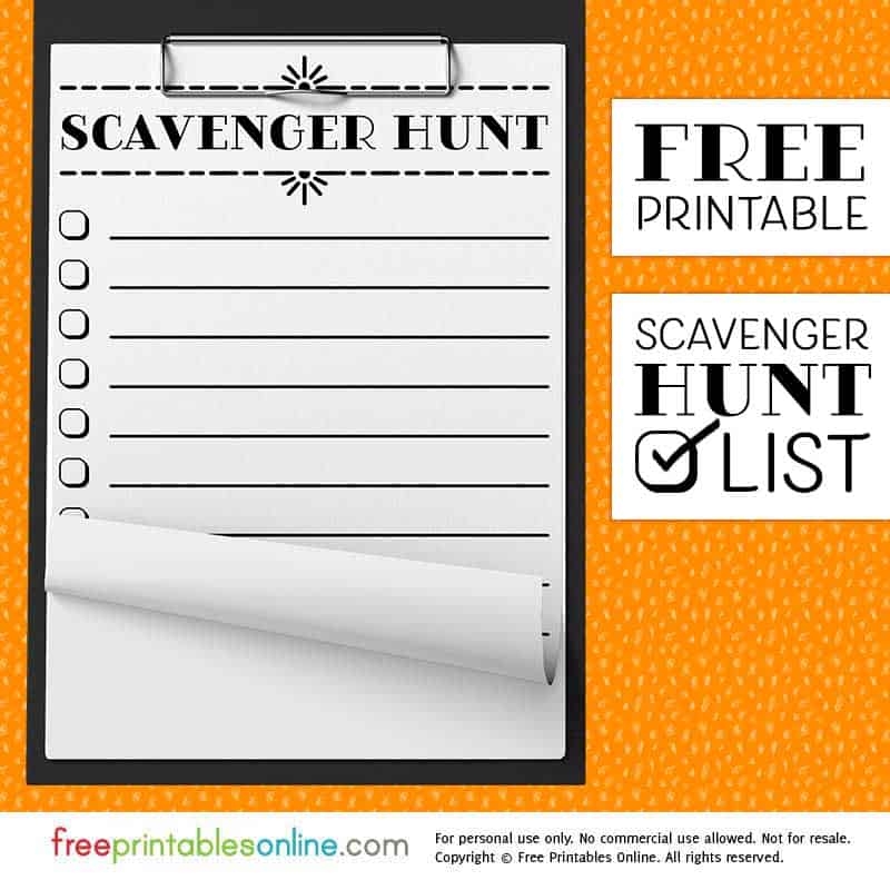 Free Printable Scavenger Hunt List Free Printables Online Worksheets Library