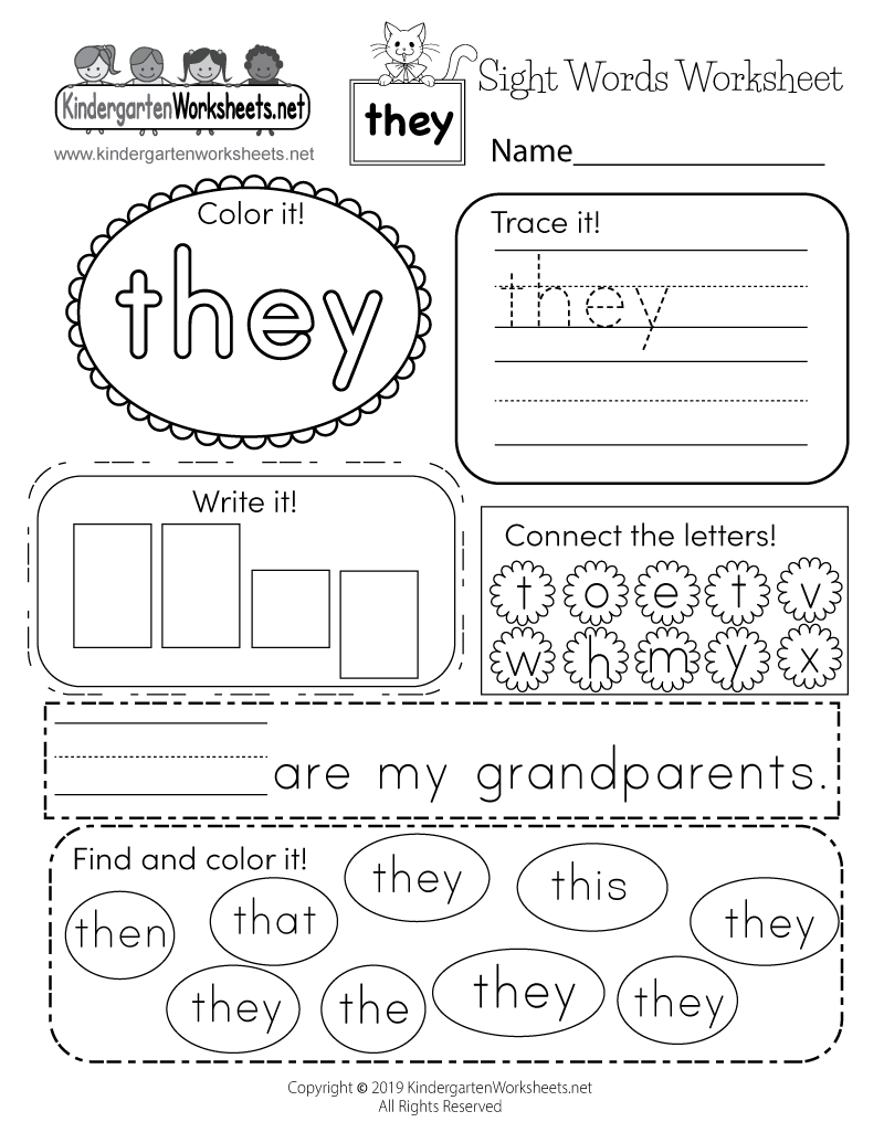 Sight Word Worksheets Free Printable