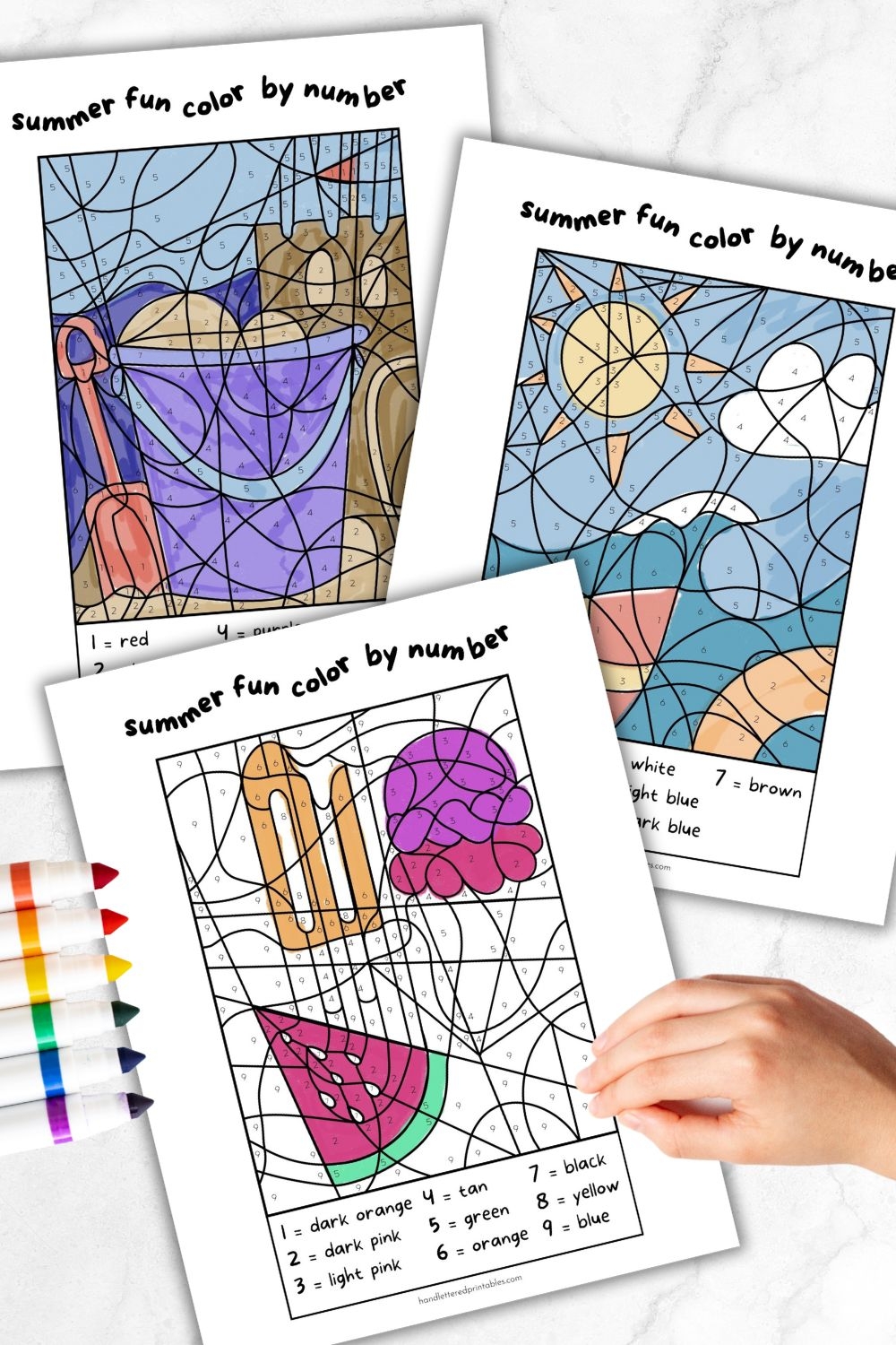 Free Printable Summer Color By Number Activity Pages Hand Lettered Printables Free Printable Summer Color By Number Activity Pages Hand Lettered Printables