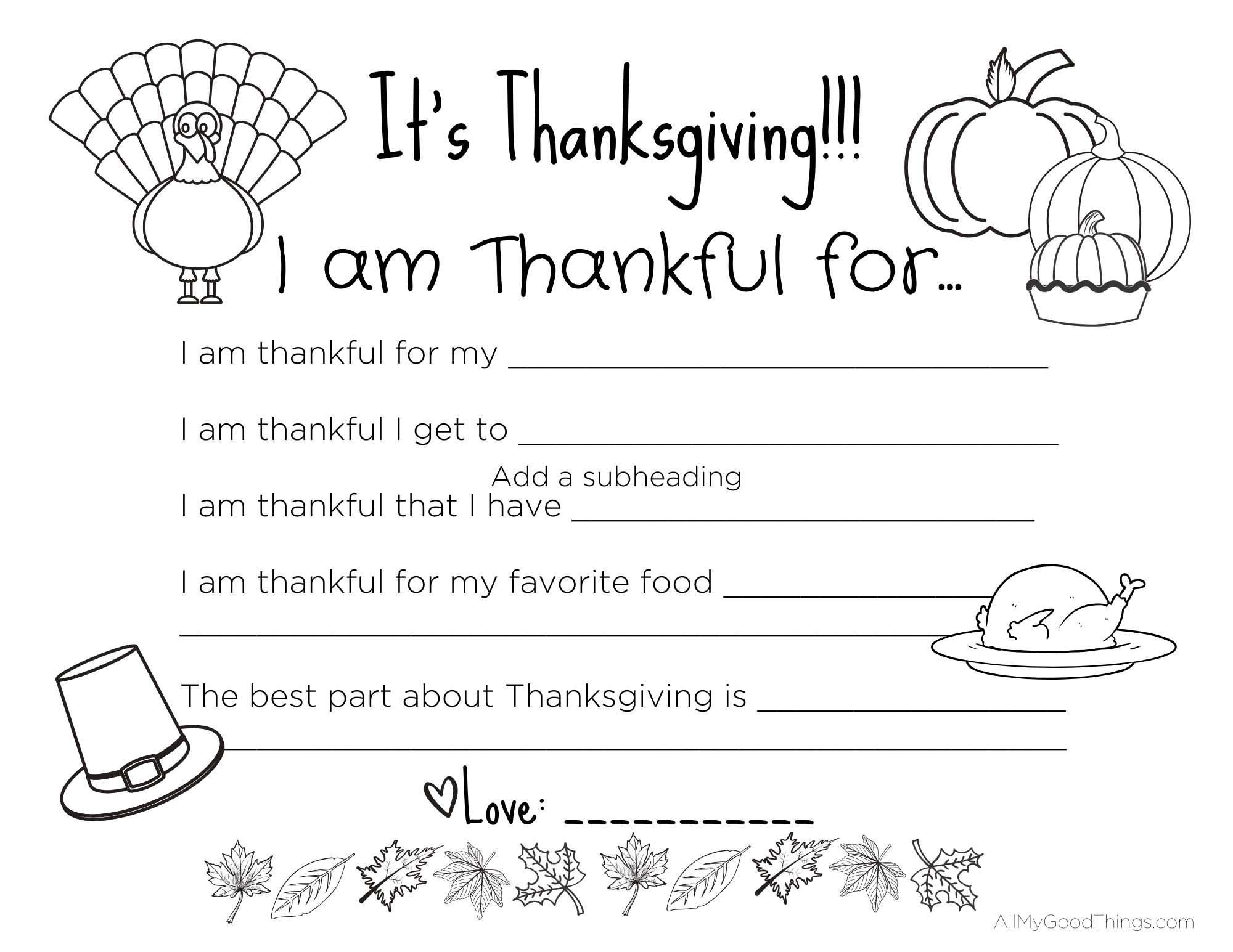 FREE Printable Thanksgiving Placemats For The Kids All My Good Things FREE Printable Thanksgiving Placemats For The Kids All My Good Things