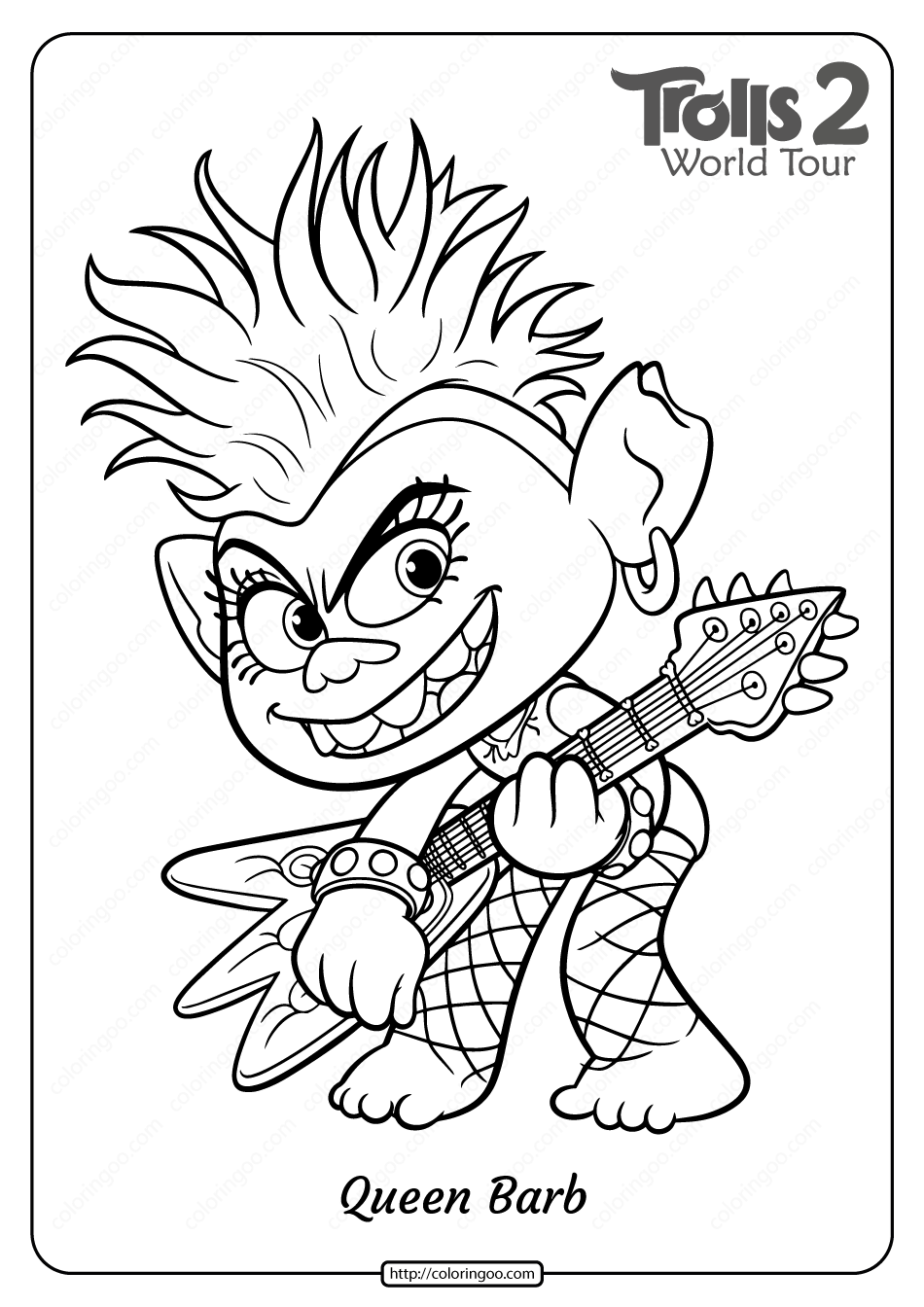 Free Printable Trolls 2 Queen Barb Coloring Page