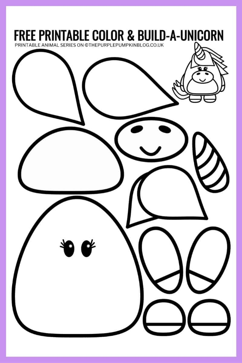 Free Printable Unicorn Template Color U0026 Build A Unicorn 