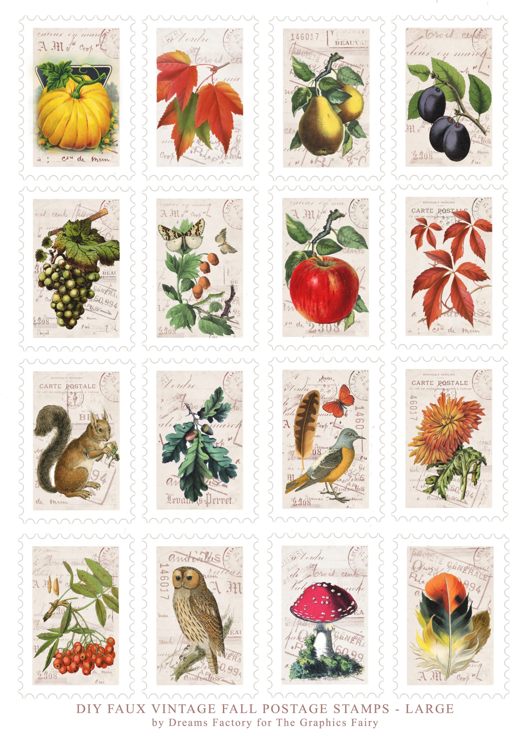 Free Printable Vintage Postage Stamps Faux The Graphics Fairy